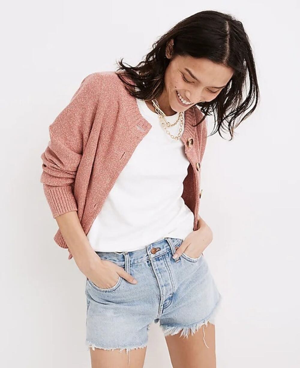 Madewell Cedarcroft Wash Relaxed Mid Rise Raw Hems Classic Denim Shorts 28